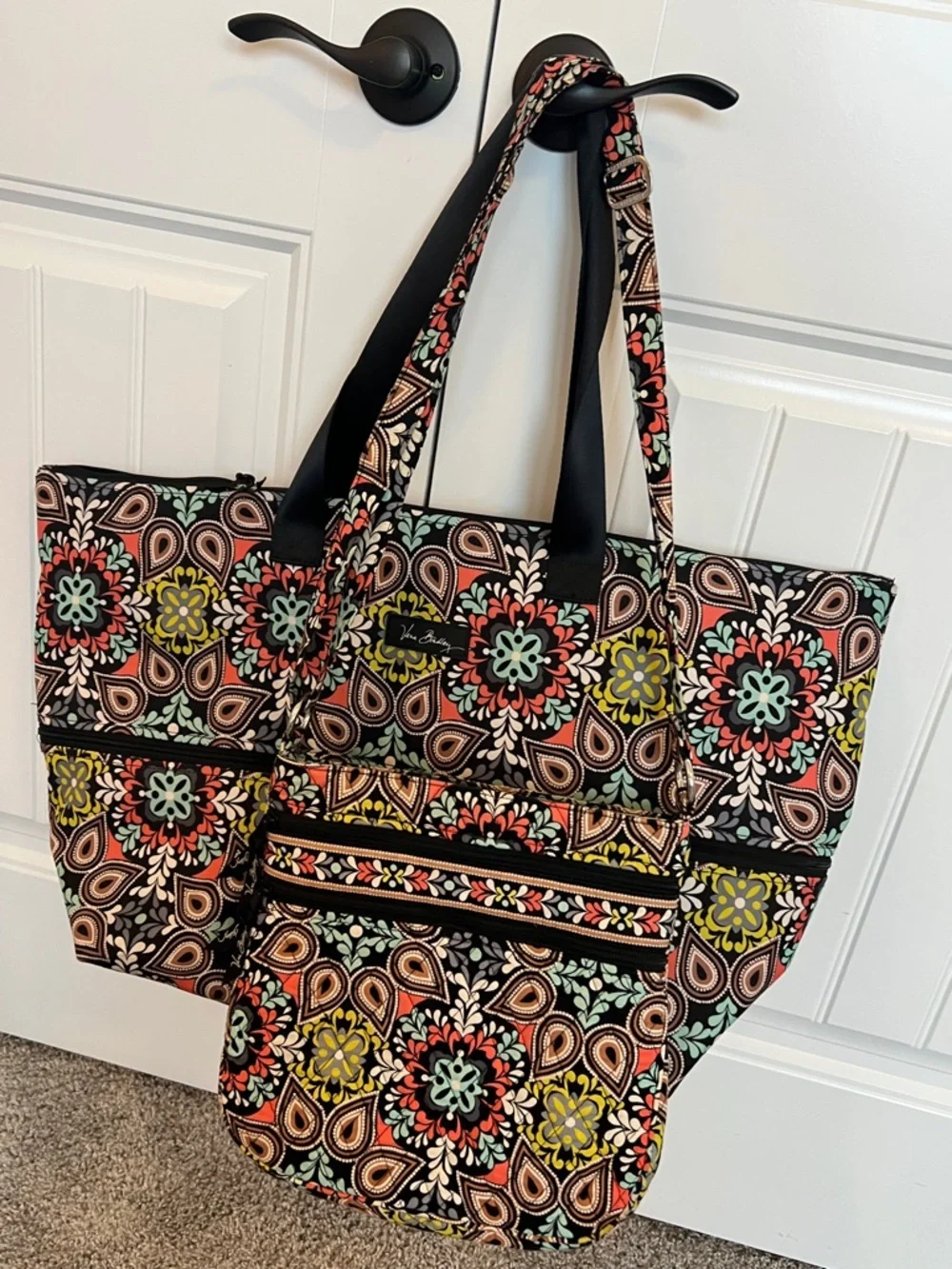 Vera Bradley Sierra Bundle 2 Pc Tote‎ + Crossbody Floral Medallion Travel Bag